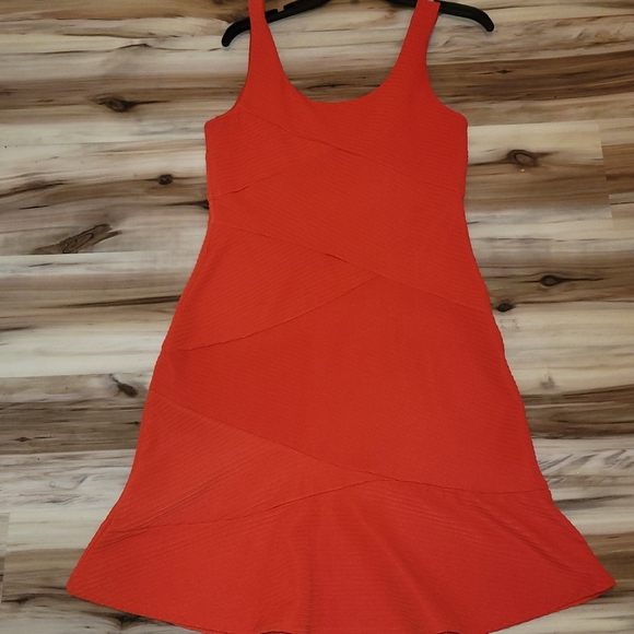LeslieFay Dark Orange Textured Fit & Flare Dress - Picture 9 of 16
